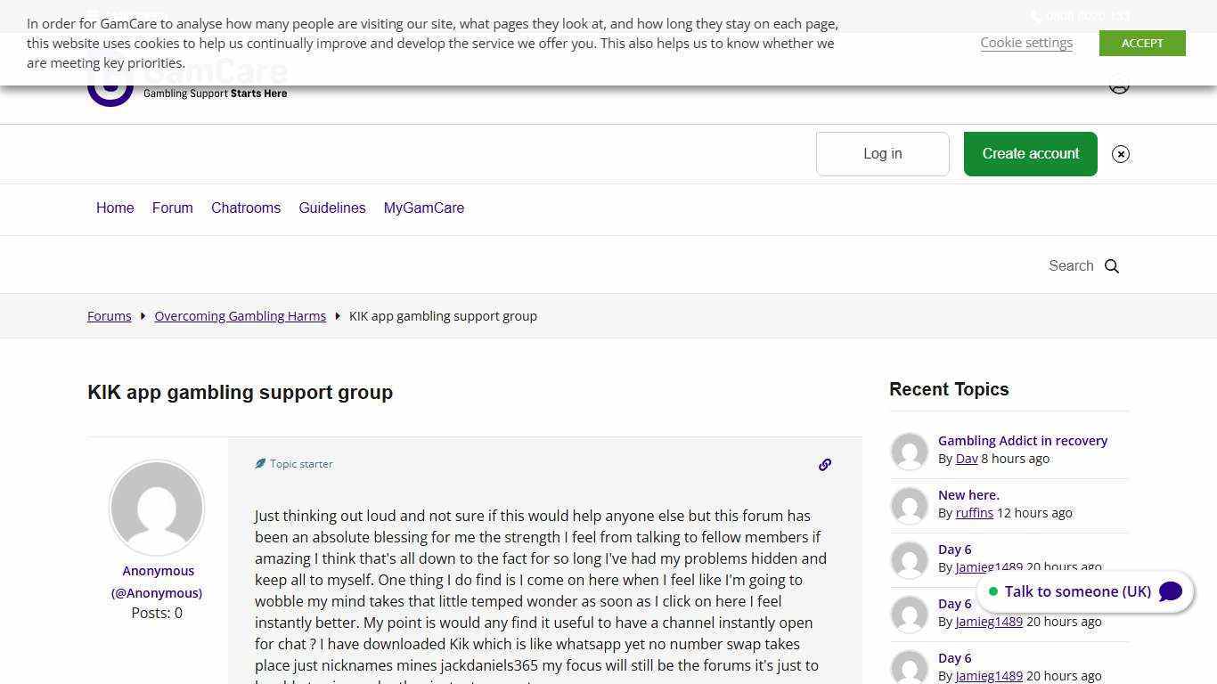 KIK app gambling support group – Overcoming Gambling Harms – GamCare Forum